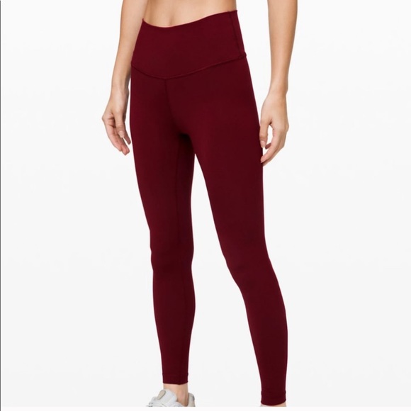 Lululemon High rise Maroon wunder under 28” - Picture 2 of 7
